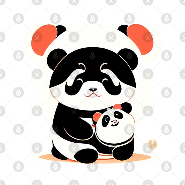 Cute Panda Mom with Baby Panda by ElMass