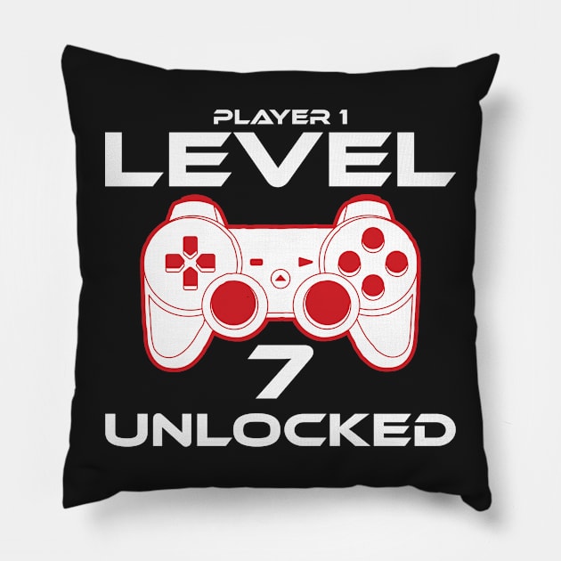 Level 7 Unlocked 7th Birthday Gamer Gift Pillow by StoreDay