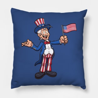 Uncle Sam With American Flag Pillow