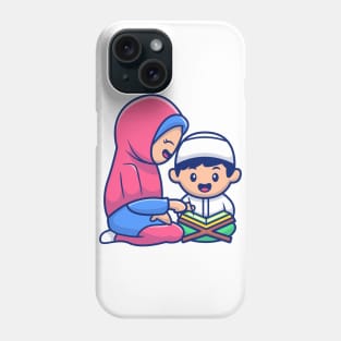 Moslem women and boy reading Phone Case