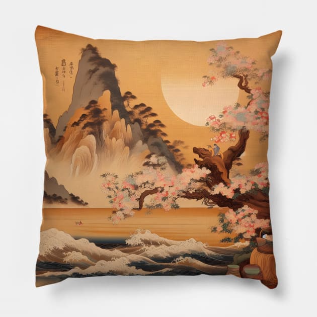 Japanese Art: Exploring Ancient Beauty and Modern Expression Pillow by insaneLEDP