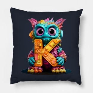 Cute Monster for Kids Alphabet Letter K Funny Back to School Pillow