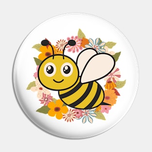 Bee & Flowers Pin