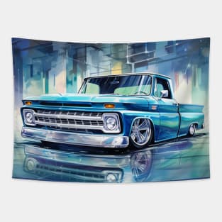 Blue water color C-10 lowrider truck Tapestry