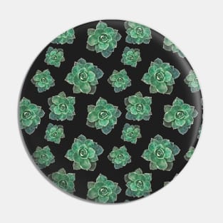 Green succulent Black Background Pattern Pin