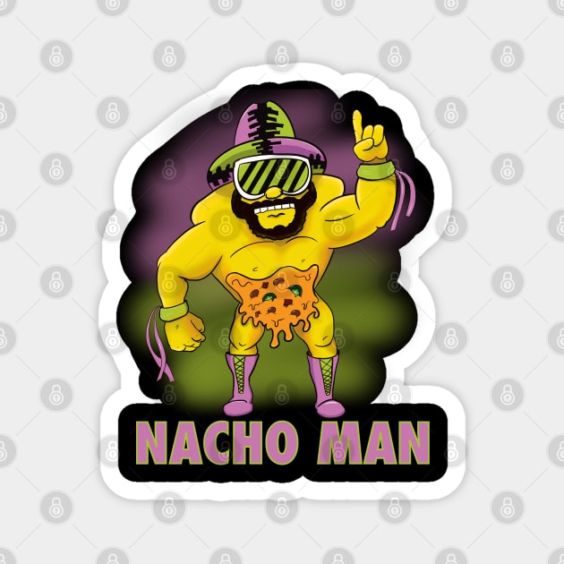 Nacho Man Wrestler Vintage Magnet by JonnyVsTees