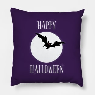 Happy Halloween Trick Or Treat Bat & Full Moon Pillow