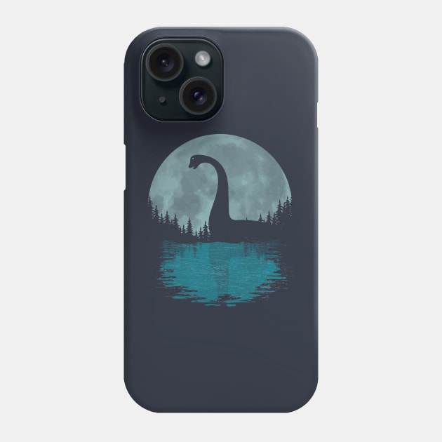 Loch Ness Monster - Nessie With Moon Phone Case by Tesszero