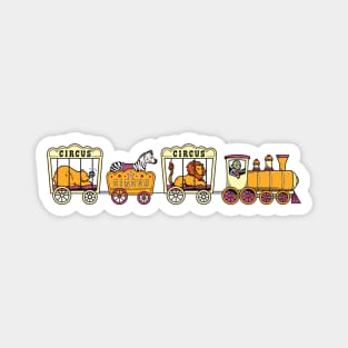 Cartoon Circus Train with Lion, Zebra & Bear Magnet