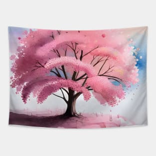 Watercolor Sakura Tree Tapestry