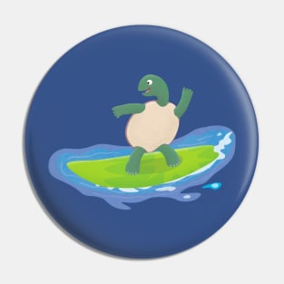 Funny tortoise wave surfing cartoon Pin