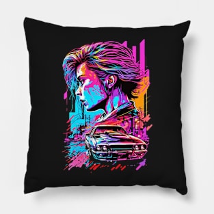 Neon Cyberpunk Driver - V1.01 Pillow