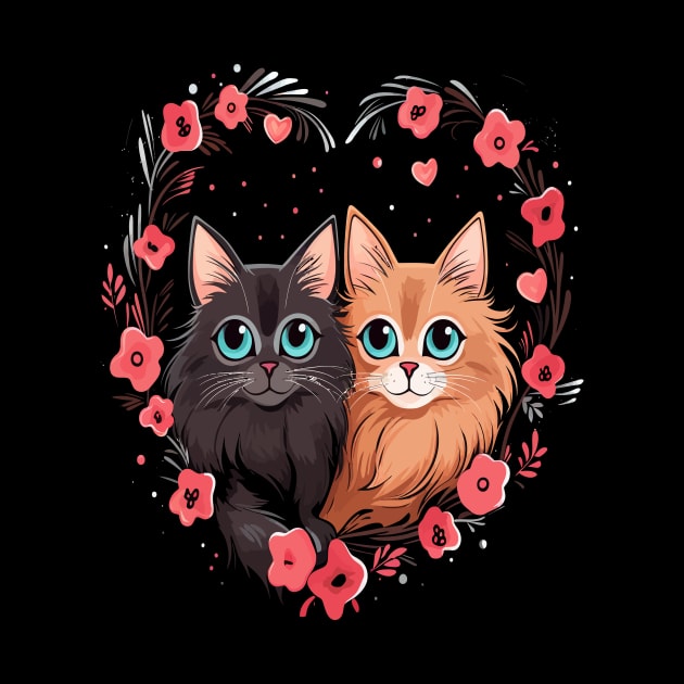 Somali Cat Couple Valentine by JH Mart
