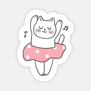 CUTE GIRL CAT DANCING With Music Notes Magnet