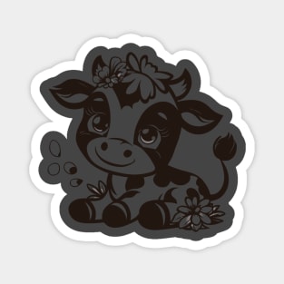 Cute Floral Cow With Daisy Flowers Fun Loving Nature Theme Magnet