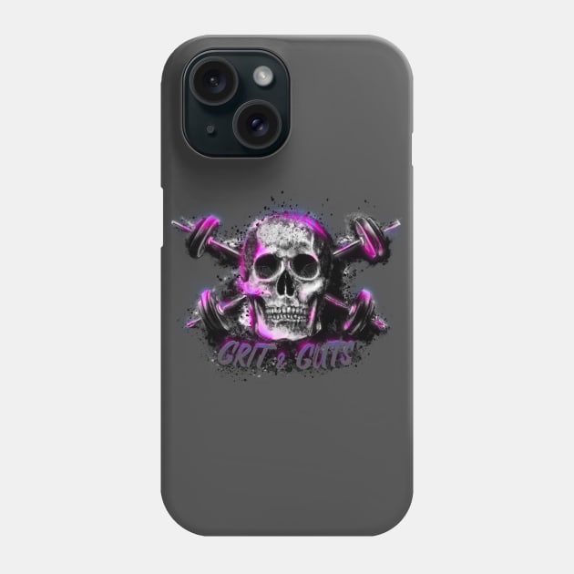 Grit and Guts Skull Neon Pink Phone Case by Jarrodjvandenberg