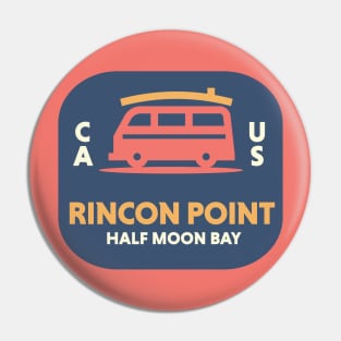 Retro Surfing Emblem Rincon Point Half Moon Bay California // Vintage Surfing Badge Pin