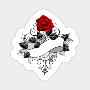 Red Rose with Ribbon Magnet