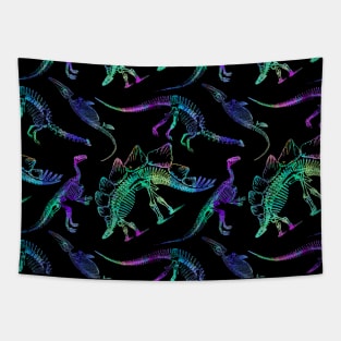 Colorful dinosaur skeletons pattern Tapestry