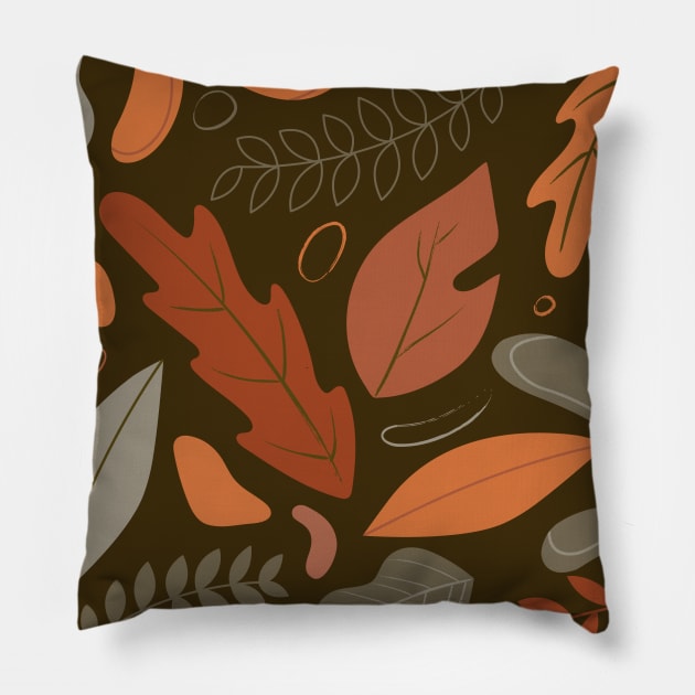 Fall leaves pattern - brown background Pillow by PAVOCreative