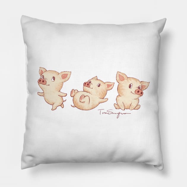 Cute Pigs Pillow by sanogawa