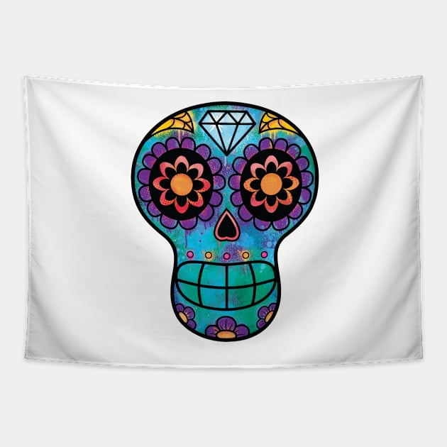 Sugarskull Graffiti Tapestry by ToddTheFoxArt182