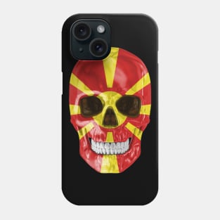 Macedonia Flag Skull - Gift for Macedonian With Roots From Macedonia Phone Case