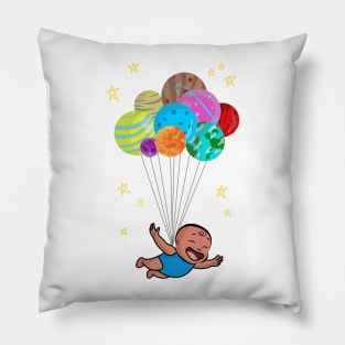 Aerospace Smiling Baby Boy Future Astronaut And Planets Pillow