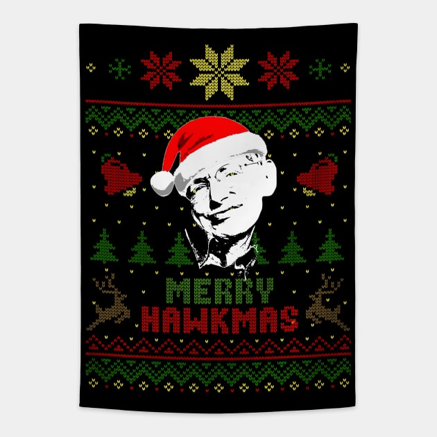 Stephen Hawking Merry Hawkmas Tapestry by Nerd_art