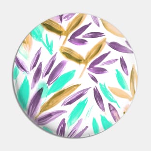 Watercolor leaves - mustard, purple and mint Pin