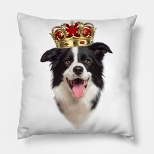 Border Collie Royal Dog With Crown King Pillow