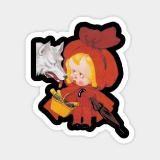 Vintage Red Riding Hood & Big Bad Wolf Magnet