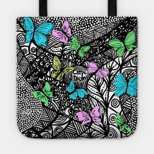 “Carpe Diem” Zentangle Art With Pastel Butterflies Tote