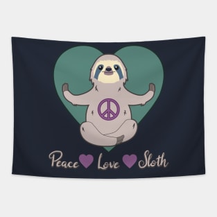 Peace Love Sloth Blue Tone Tapestry