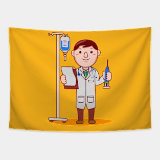 Cute Doctor Cartoon Tapestry