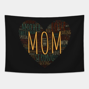 Colorful Heart Mom Mother Love Words Tapestry