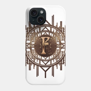 f letter alphabet sticker antique golden vintage design Phone Case