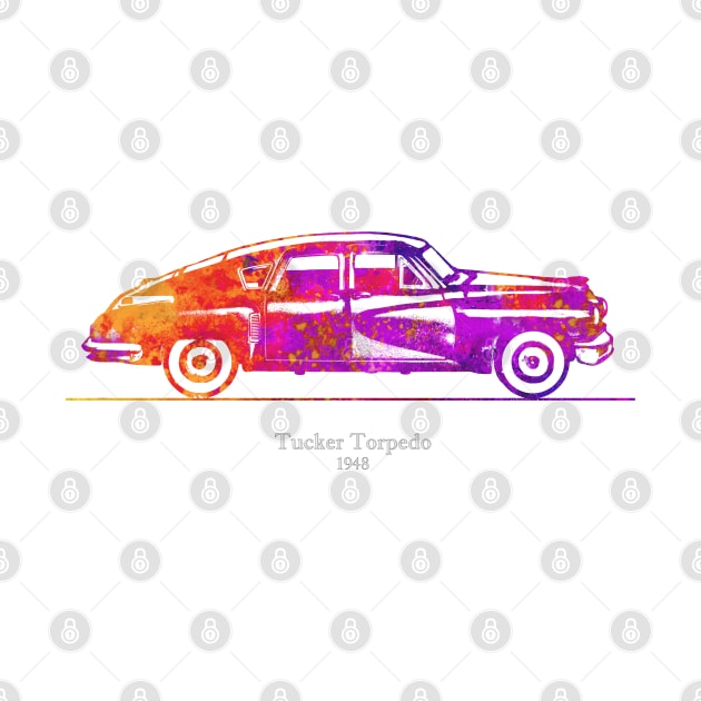 Tucker Torpedo 1948 - Colorful Watercolor by SPJE Illustration Photography
