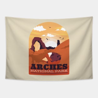 Arches National Park in Moab, Utah Vintage Retro Design Tapestry