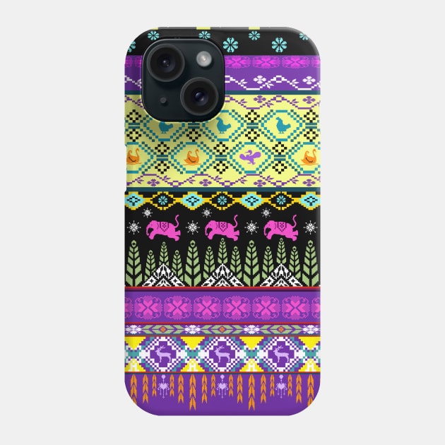 Cross stitch work ethnic pattern Phone Case by Chom Art Studio