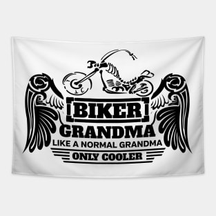 Biker Grandma Like Normal Only Cooler Skeleton Bike Wings Tapestry