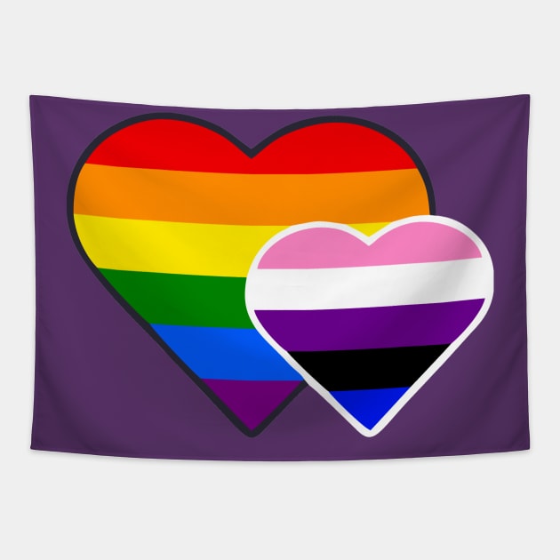 Gender Fluid Double Heart Tapestry by Blood Moon Design