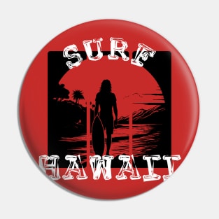 Surf Hawaii (White & Black) Pin