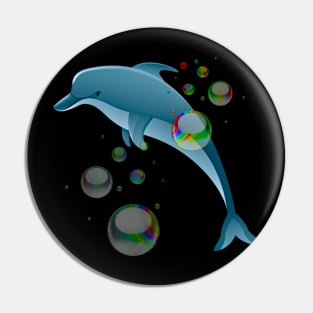 Cute and Funny Dolphin Fish with Bubbles Pin