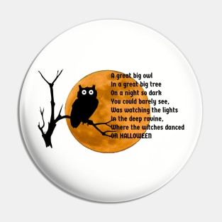 Halloween Poem About a Big Owl Pin