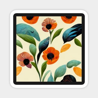 Seamless pattern of summer colored flowers and leaves Magnet