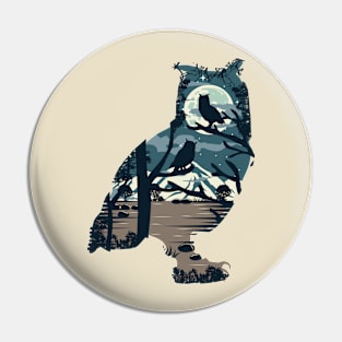 Owl night background illustration Pin