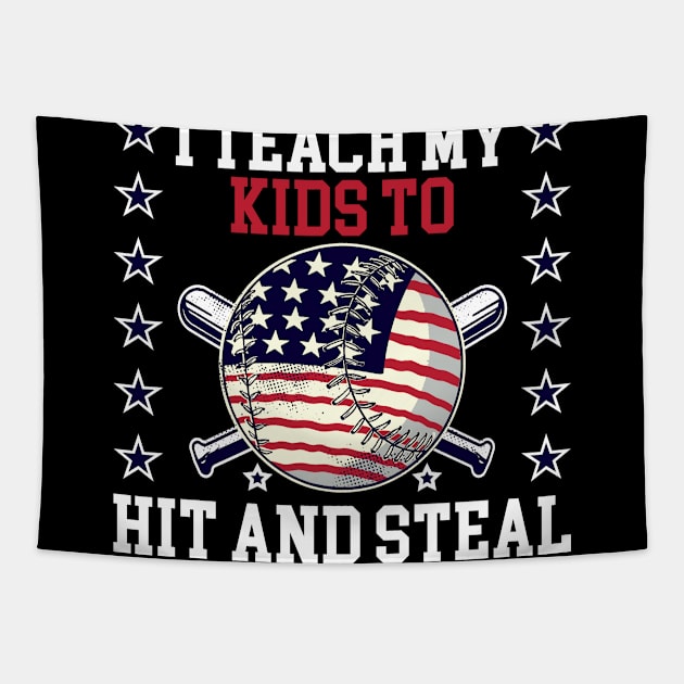 Hit And Steal Baseball Tapestry by TK Store