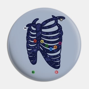 Hand Drawn Electrocardiogram Placement Galaxy Pin