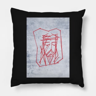 Hand drawn illustration of Jesus Christ Face Pillow